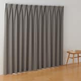 ポリエステル鹿の子織プリーツカーテン／チャコールグレー