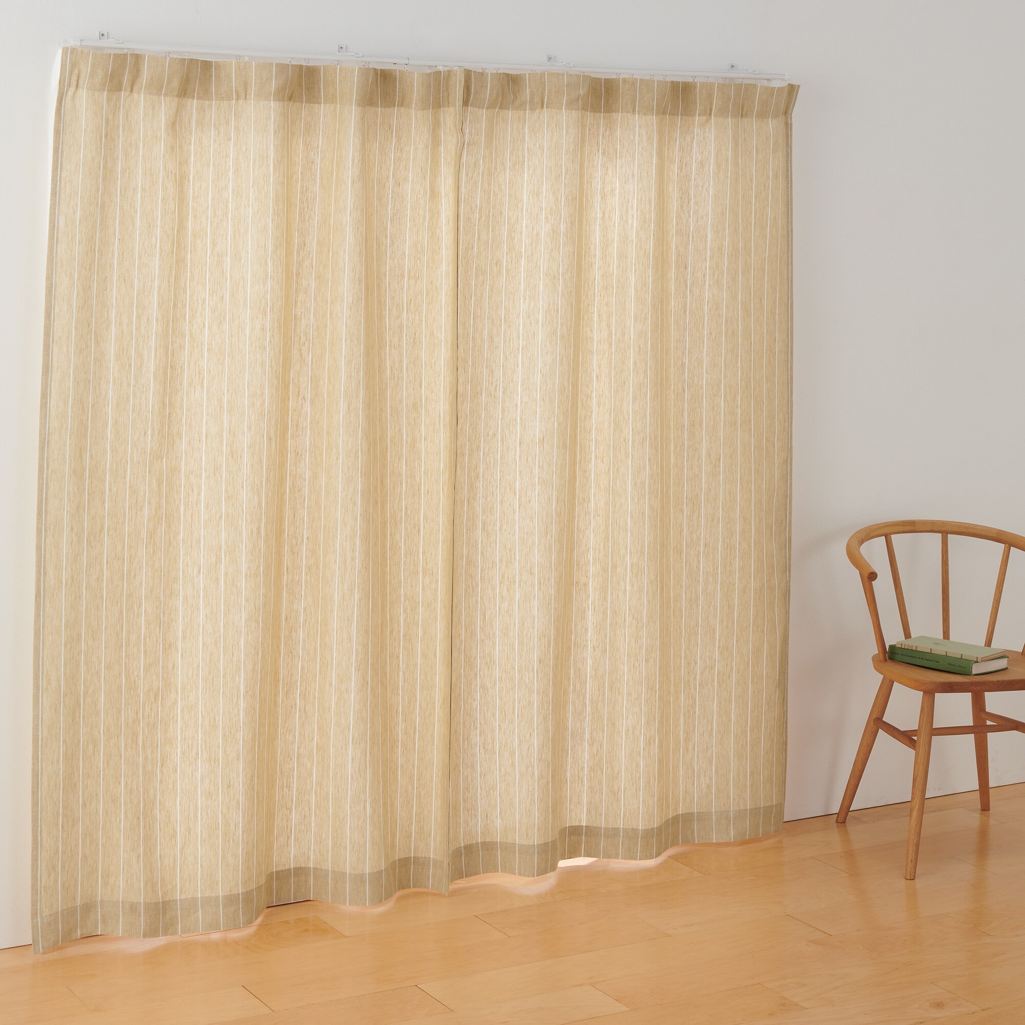 麻平織ノンプリーツカーテン／マスタードストライプ | 無印良品