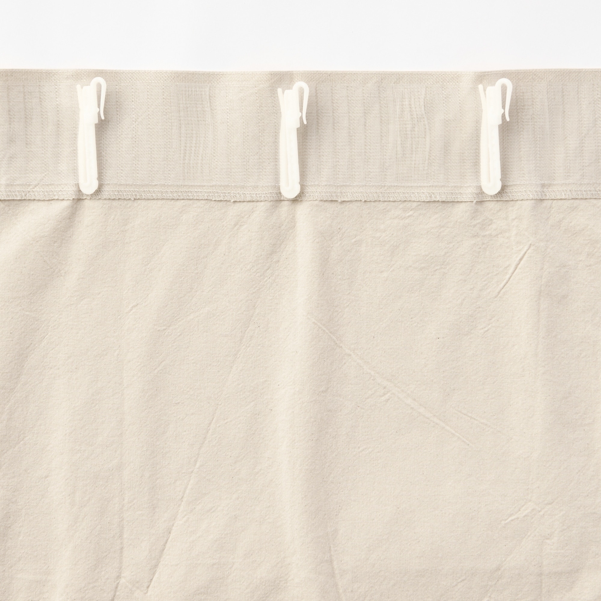 綿洗いざらし平織ノンプリーツカーテン／オフ白