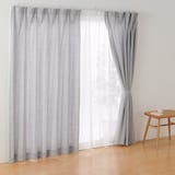 麻平織プリーツカーテン／ブルーストライプ