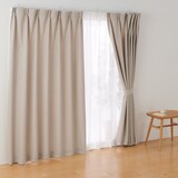 ポリエステル鹿の子織プリーツカーテン／ライトブラウン