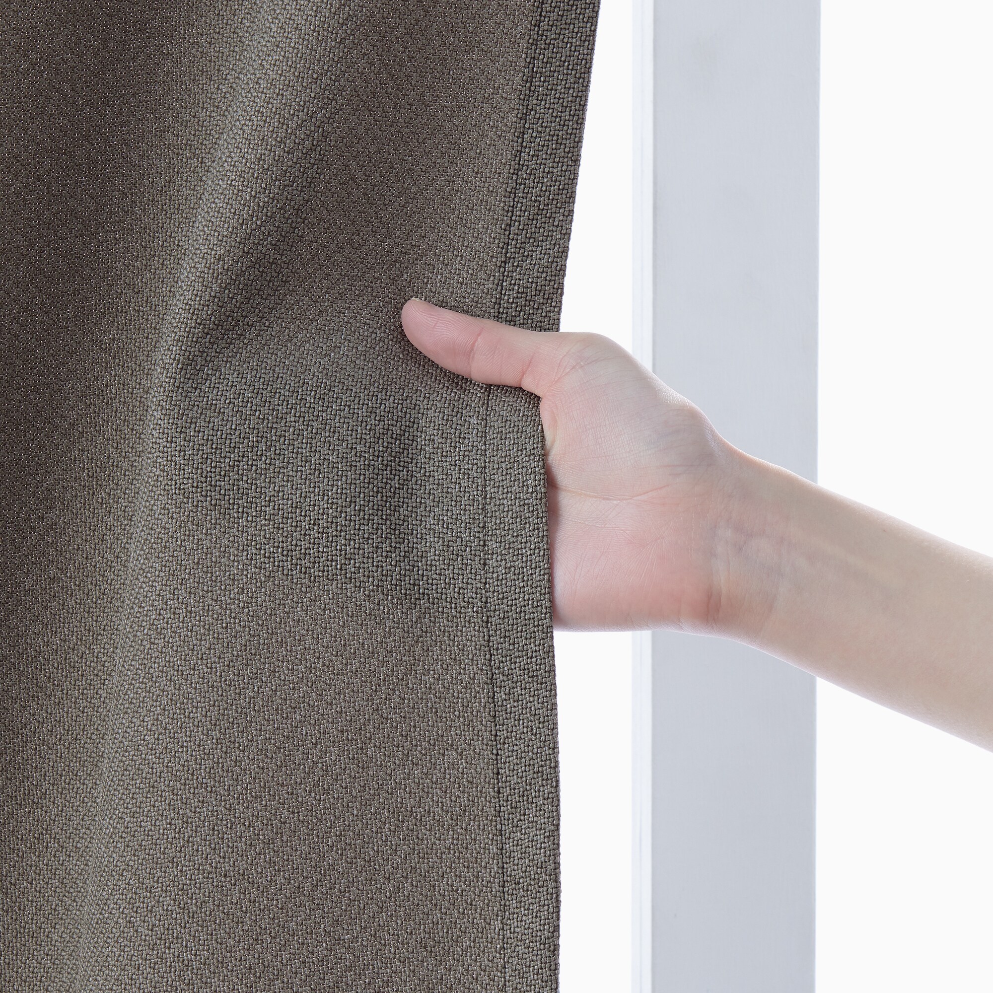 ポリエステル鹿の子織ノンプリーツカーテン／チャコールグレー | 無印良品