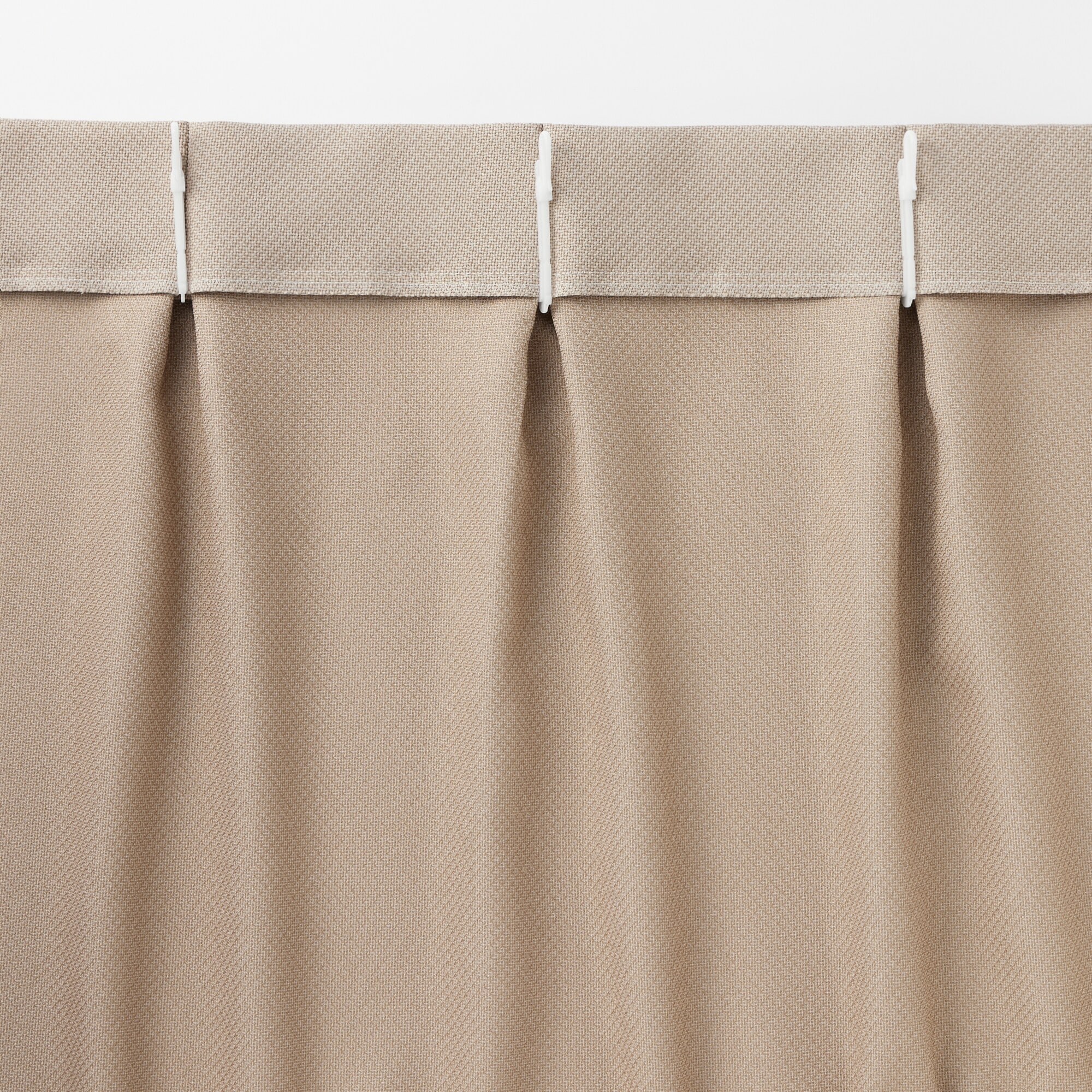 ポリエステル鹿の子織プリーツカーテン／ライトブラウン | 無印良品