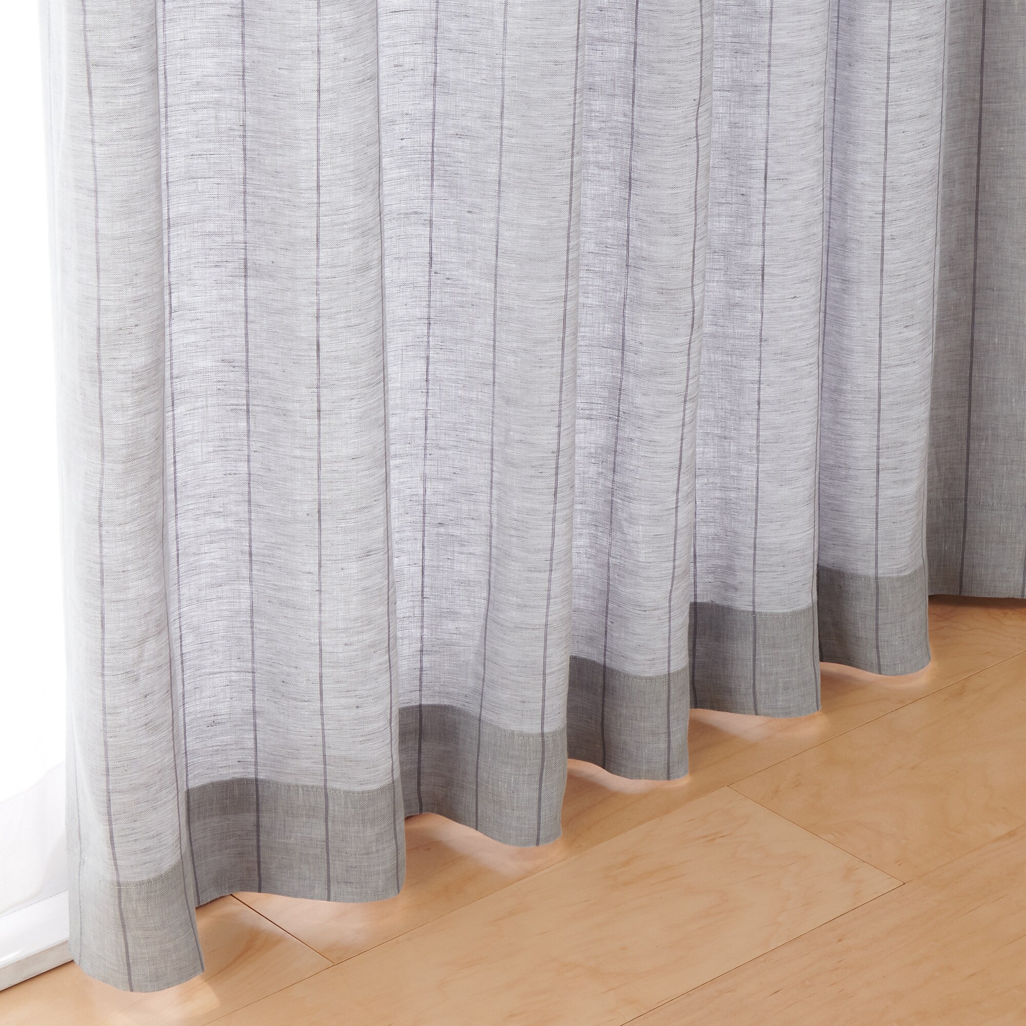 麻平織ギャザーカーテン／ブルーストライプ | 無印良品