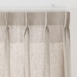 麻平織２倍ヒダプリーツカーテン／マスタードストライプ