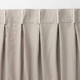 麻平織２倍ヒダプリーツカーテン／マスタードストライプ