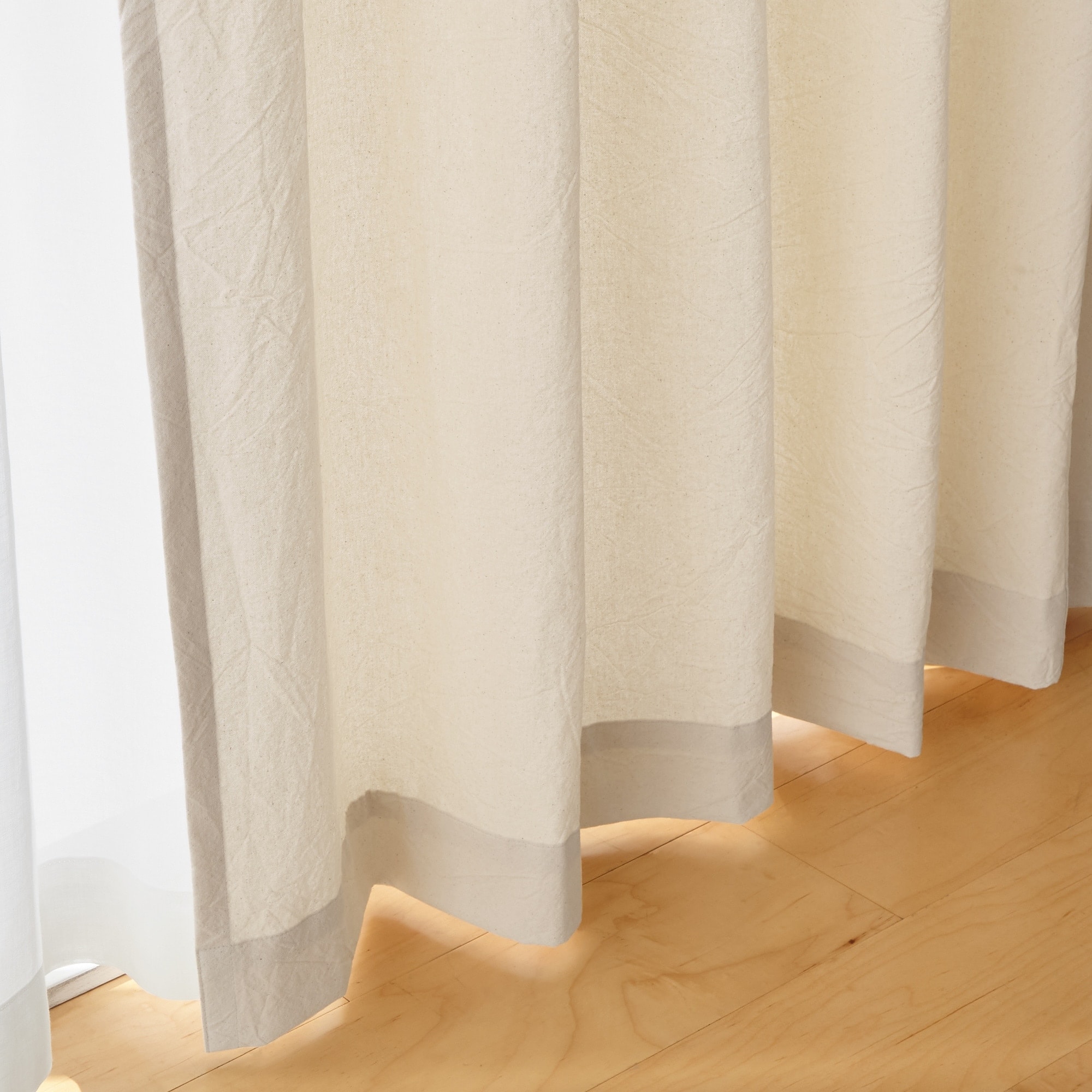 綿洗いざらし平織プリーツカーテン／生成