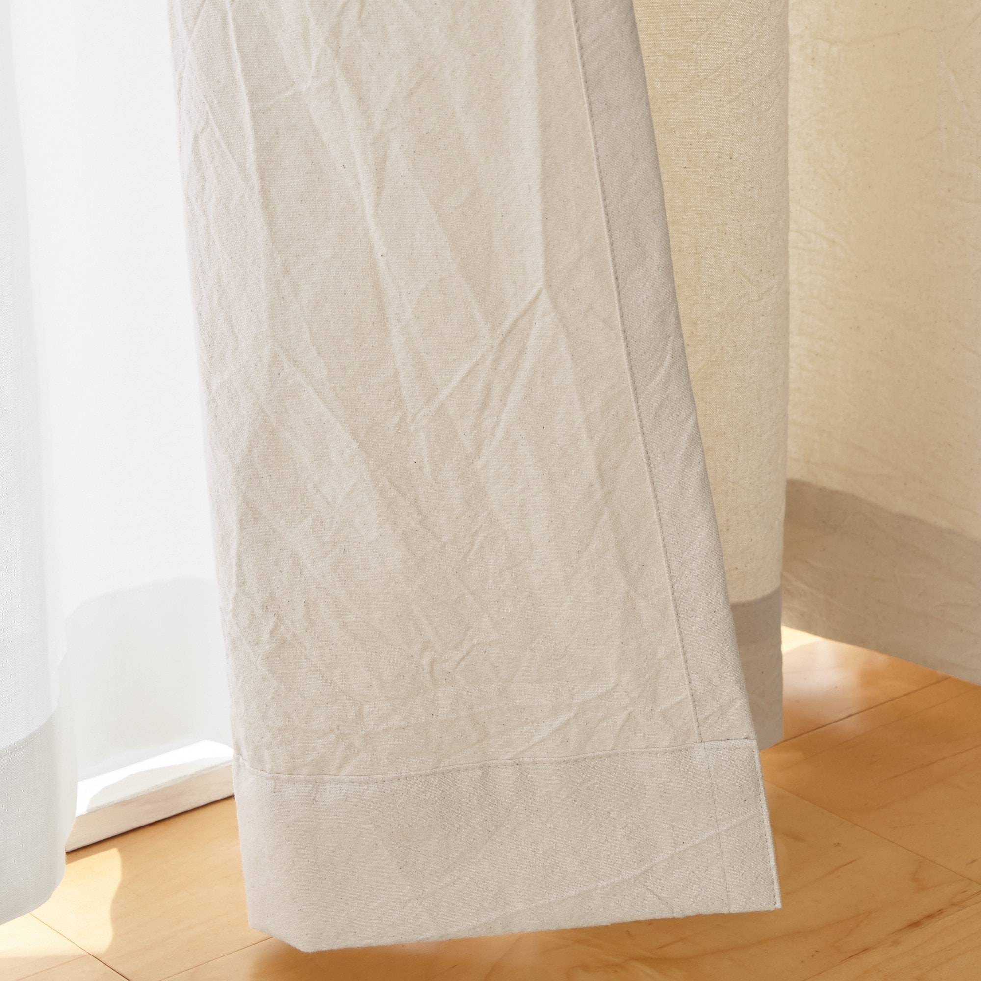 綿洗いざらし平織プリーツカーテン／生成