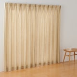 麻平織プリーツカーテン／マスタードストライプ