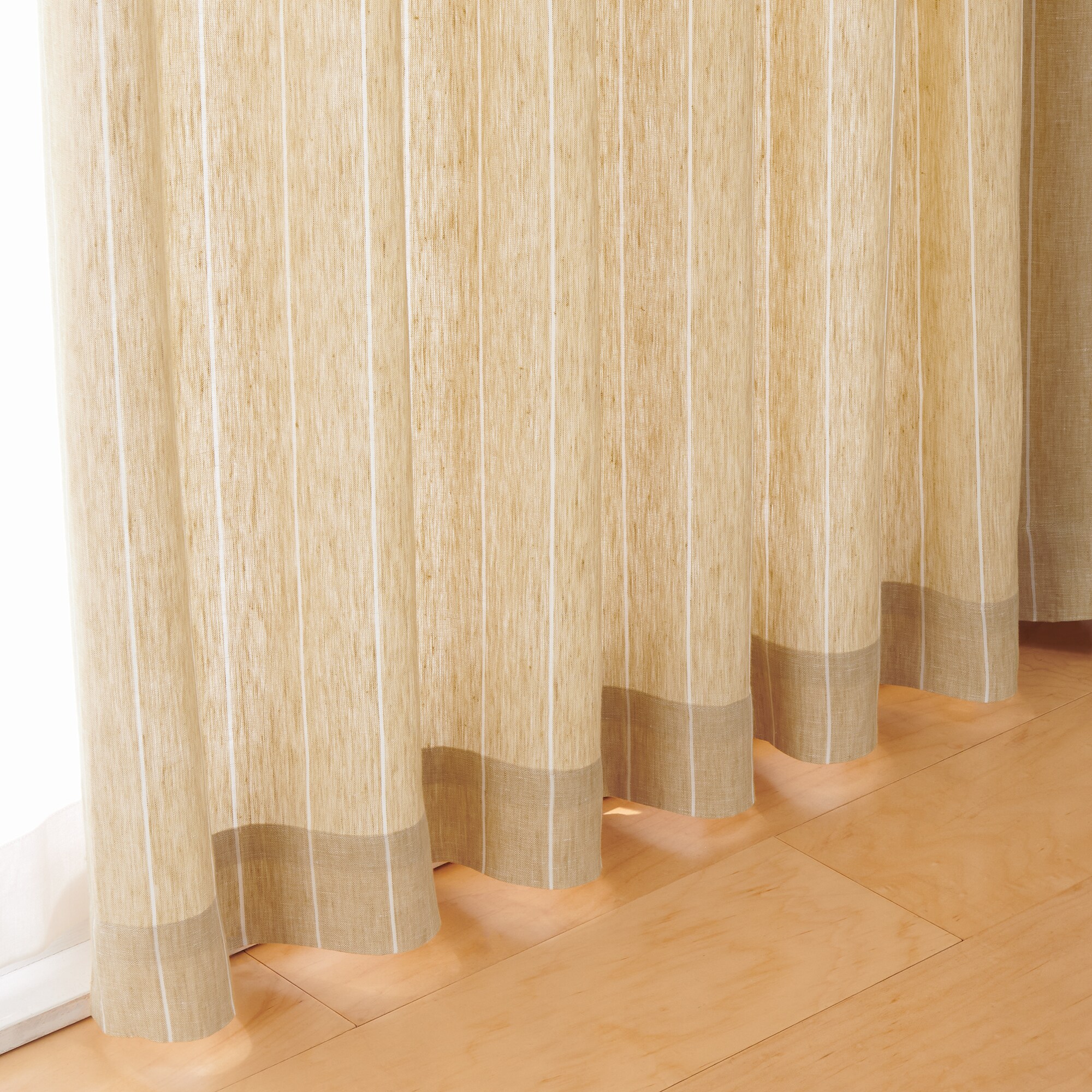 麻平織プリーツカーテン／マスタードストライプ | 無印良品