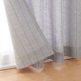 麻平織ノンプリーツカーテン／ブルーストライプ