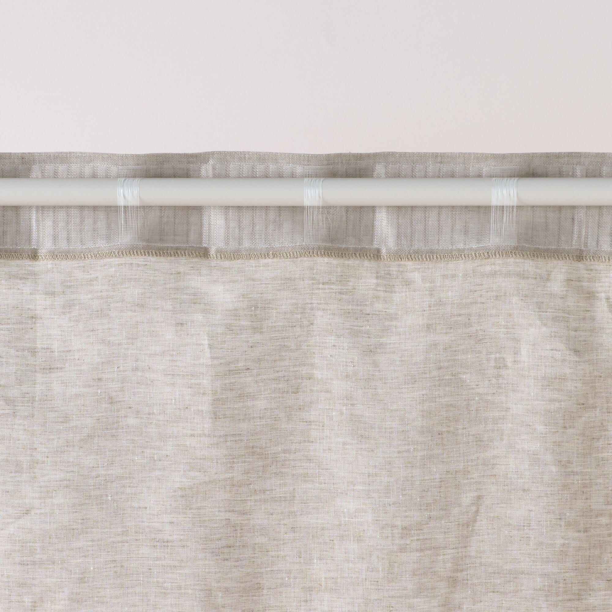 麻平織ノンプリーツカーテン／ブルーストライプ