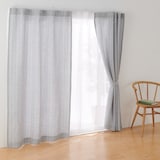 麻平織ノンプリーツカーテン／ブルーストライプ