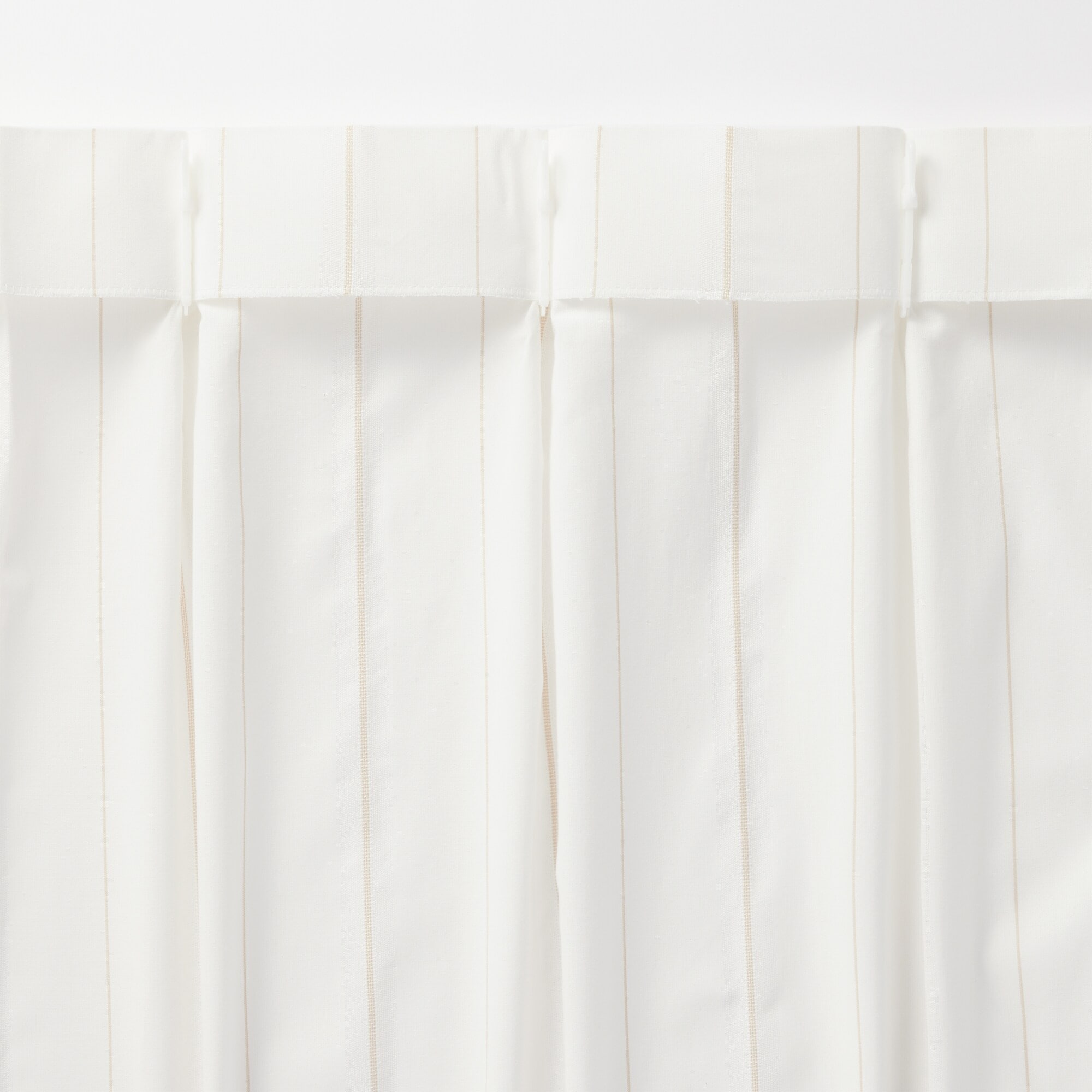 綿空き羽 レースプリーツカーテン／ベージュストライプ | 無印良品