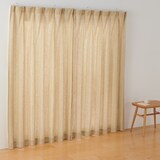 麻平織プリーツカーテン／マスタードストライプ