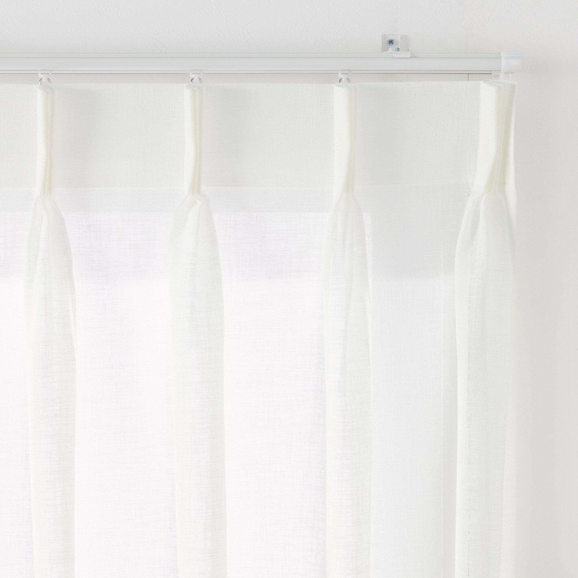 リネンライク レース（防炎）2倍ヒダプリーツカーテン／マスタード