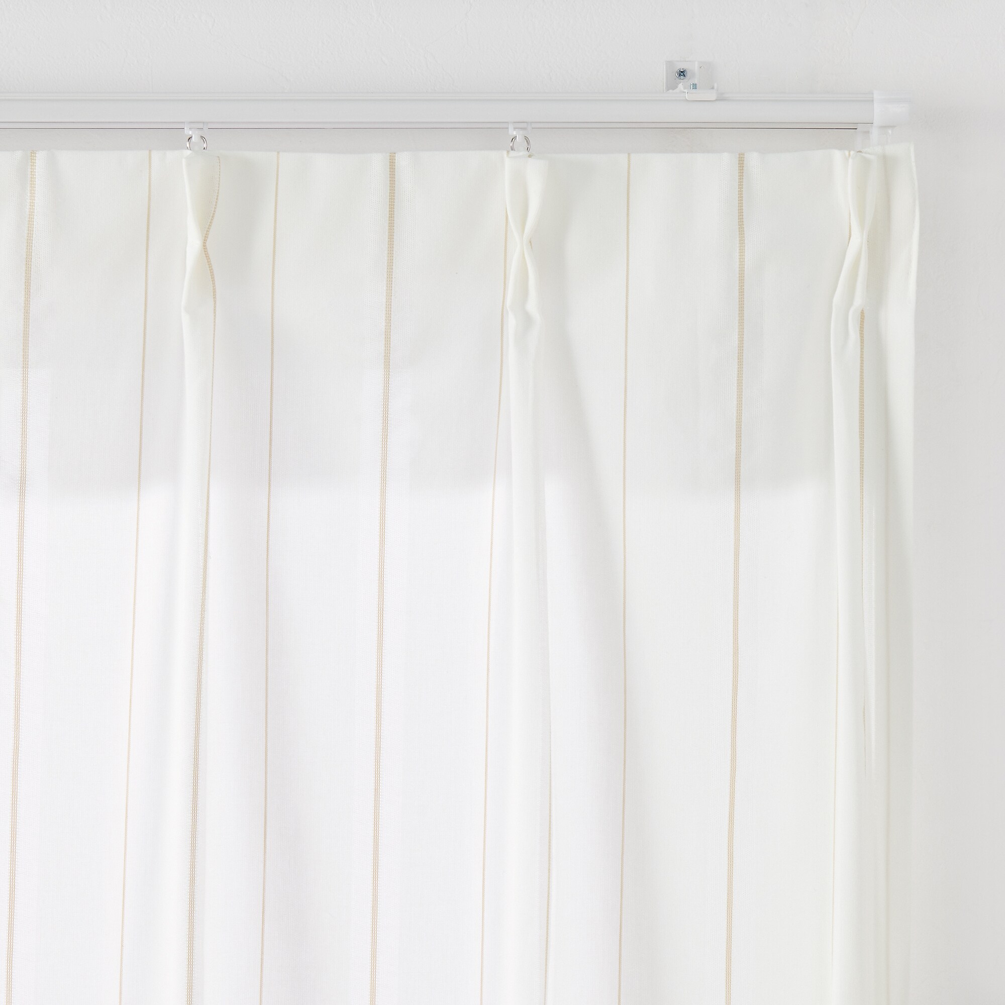 綿空き羽 レースプリーツカーテン／ブルーストライプ | 無印良品