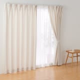 ポリエステル鹿の子織プリーツカーテン／アイボリー