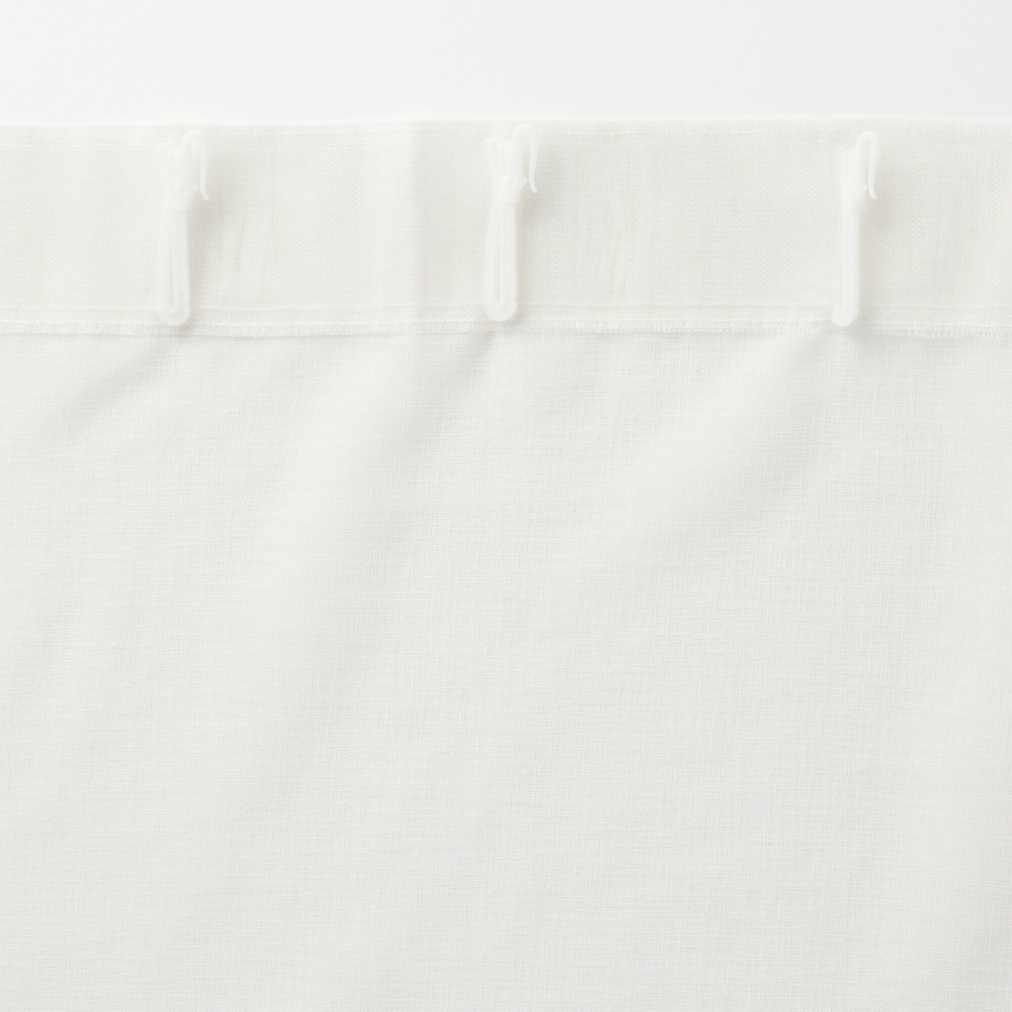 リネンライク　レース（防炎）ノンプリーツカーテン／オフ白