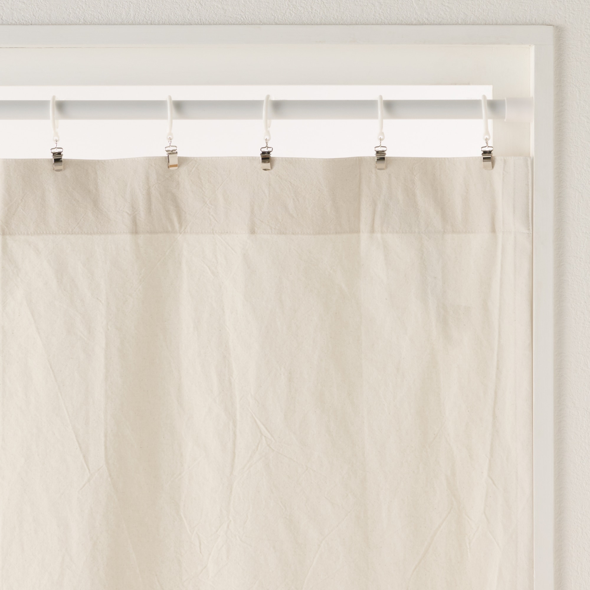 綿洗いざらし平織ノンプリーツカーテン／生成 | 無印良品