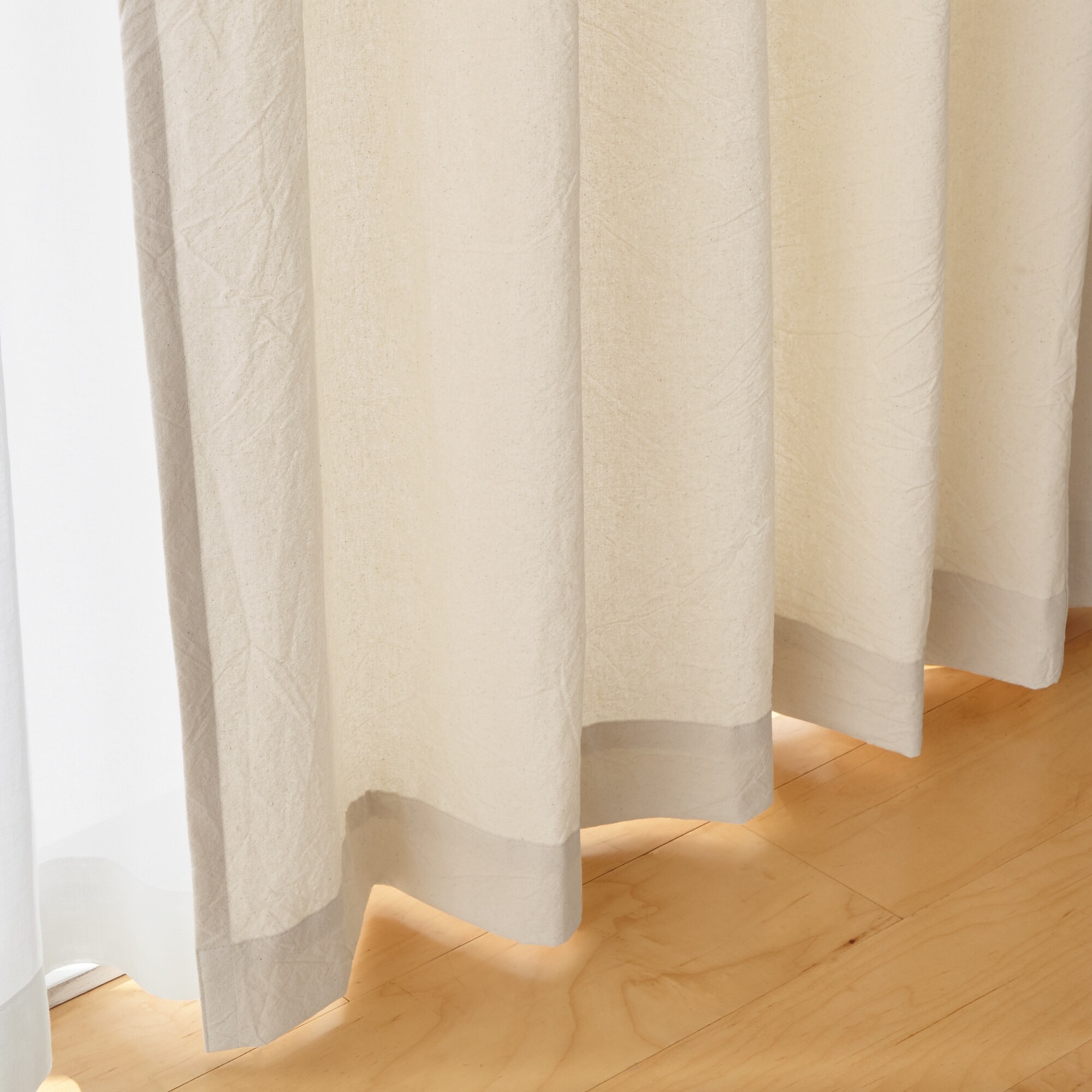 綿洗いざらし平織プリーツカーテン／生成 | 無印良品