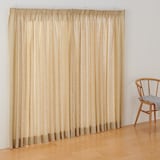麻平織ギャザーカーテン／マスタードストライプ