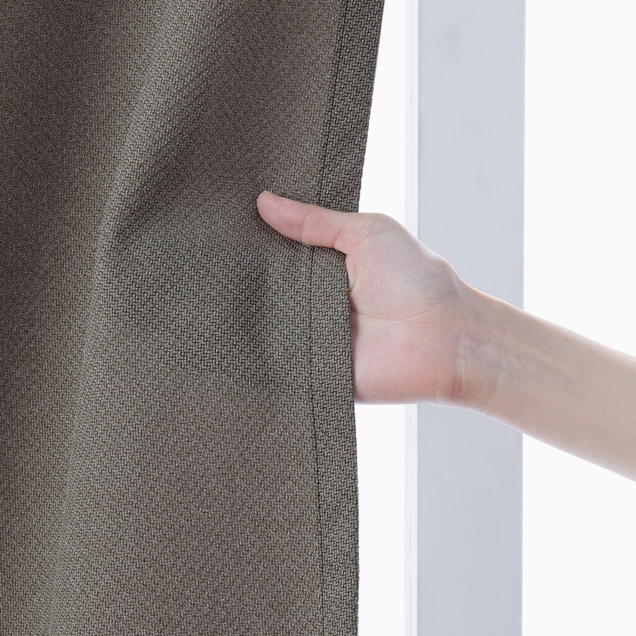 ポリエステル鹿の子織プリーツカーテン／チャコールグレー