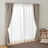 防カビポリエステル　レースプリーツカーテン／オフ白