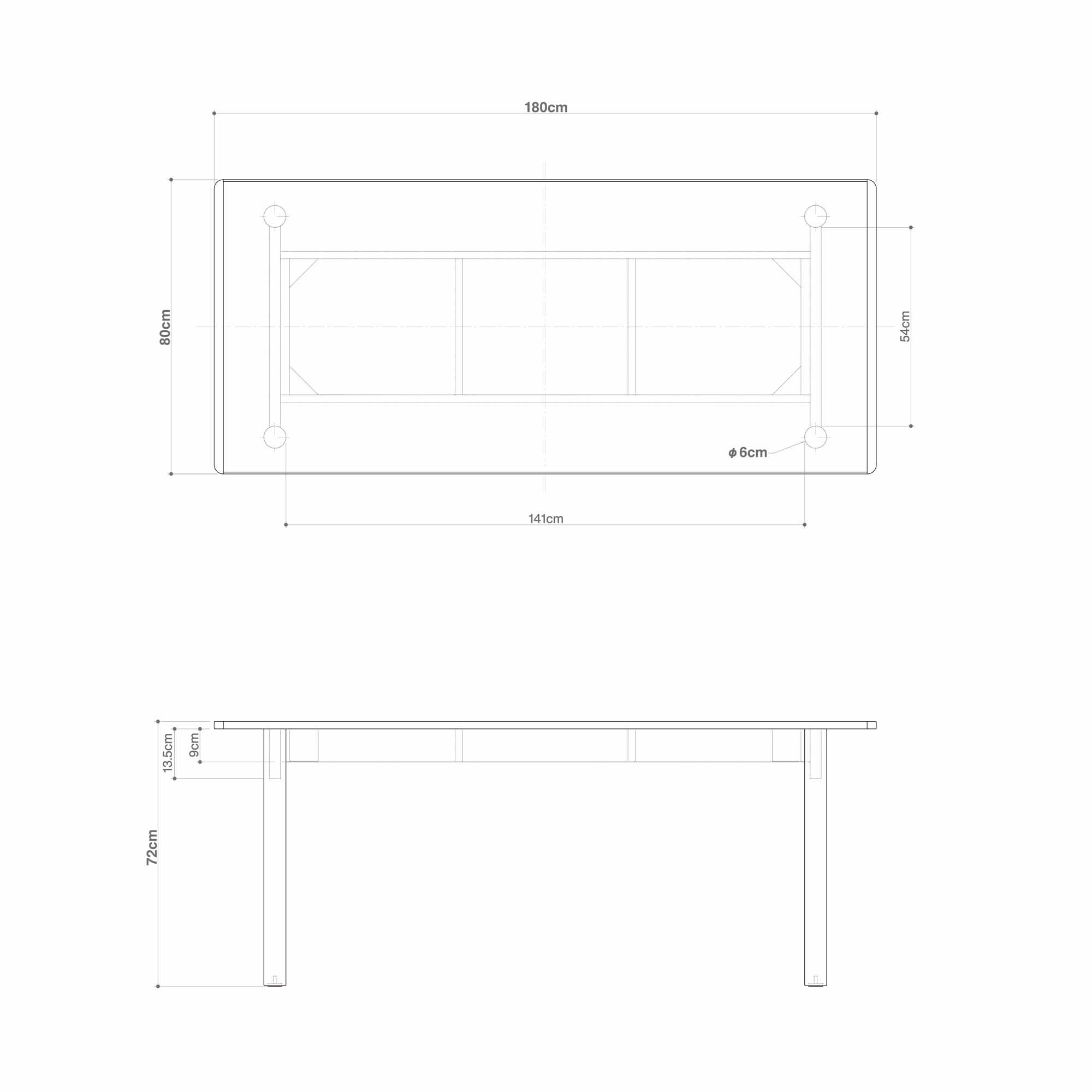 木製テーブル　１８０×８０ｃｍ　メラミン天板