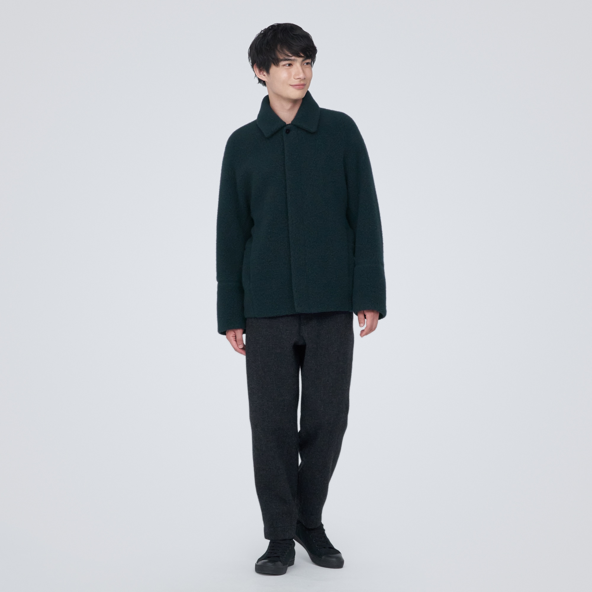 再生ウール混ボアコート