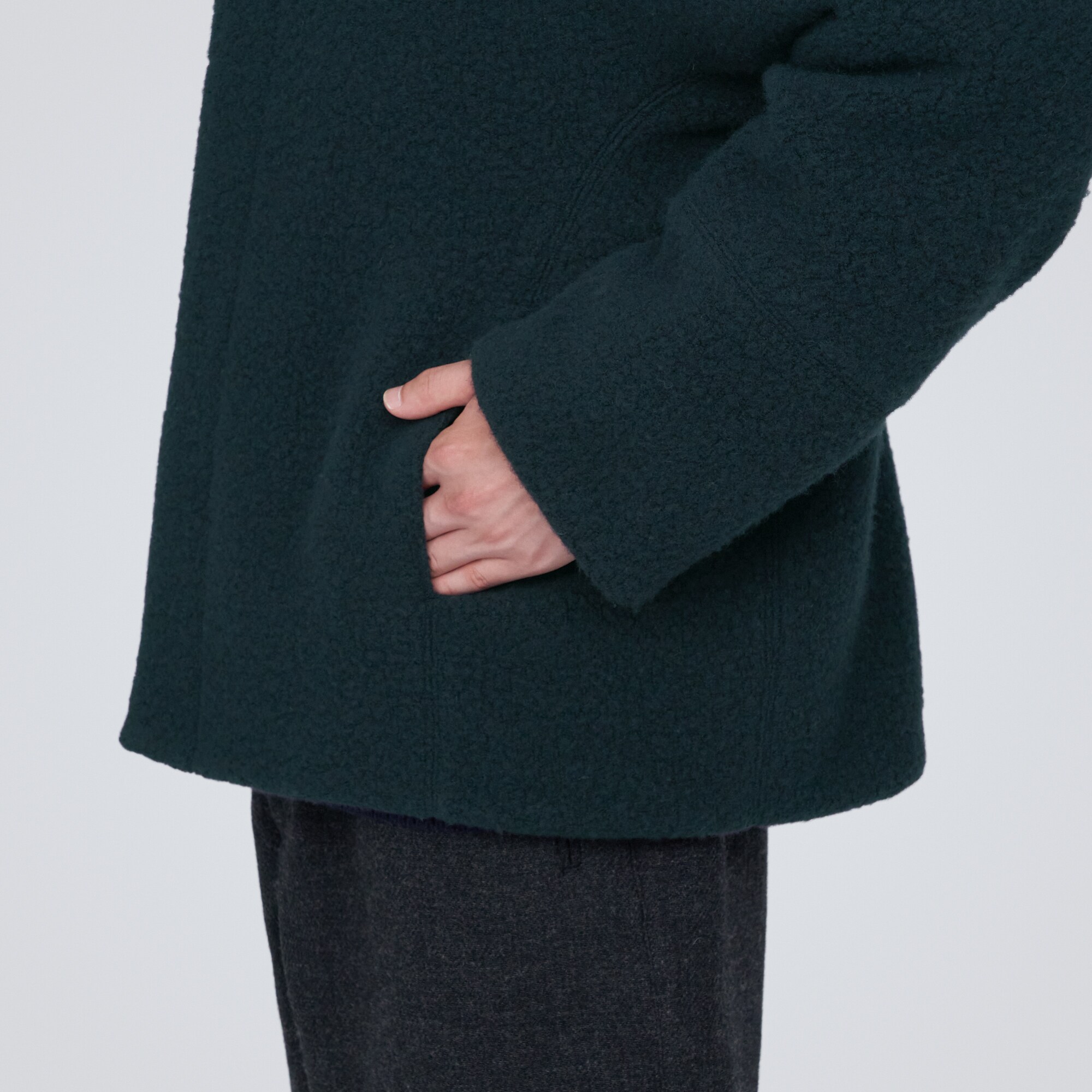 【新品・未使用】無印良品 再生ウール混 ボアコート ジャケット ブルゾン セール】再生ウール混ボアコート（その他アウター）｜無印良品