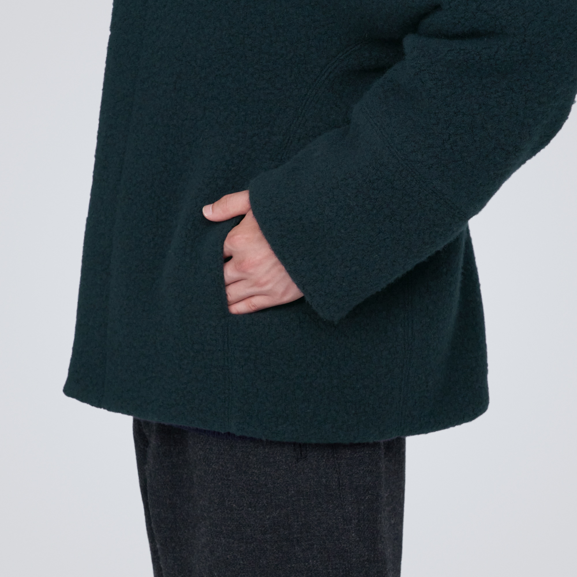 再生ウール混ボアコート