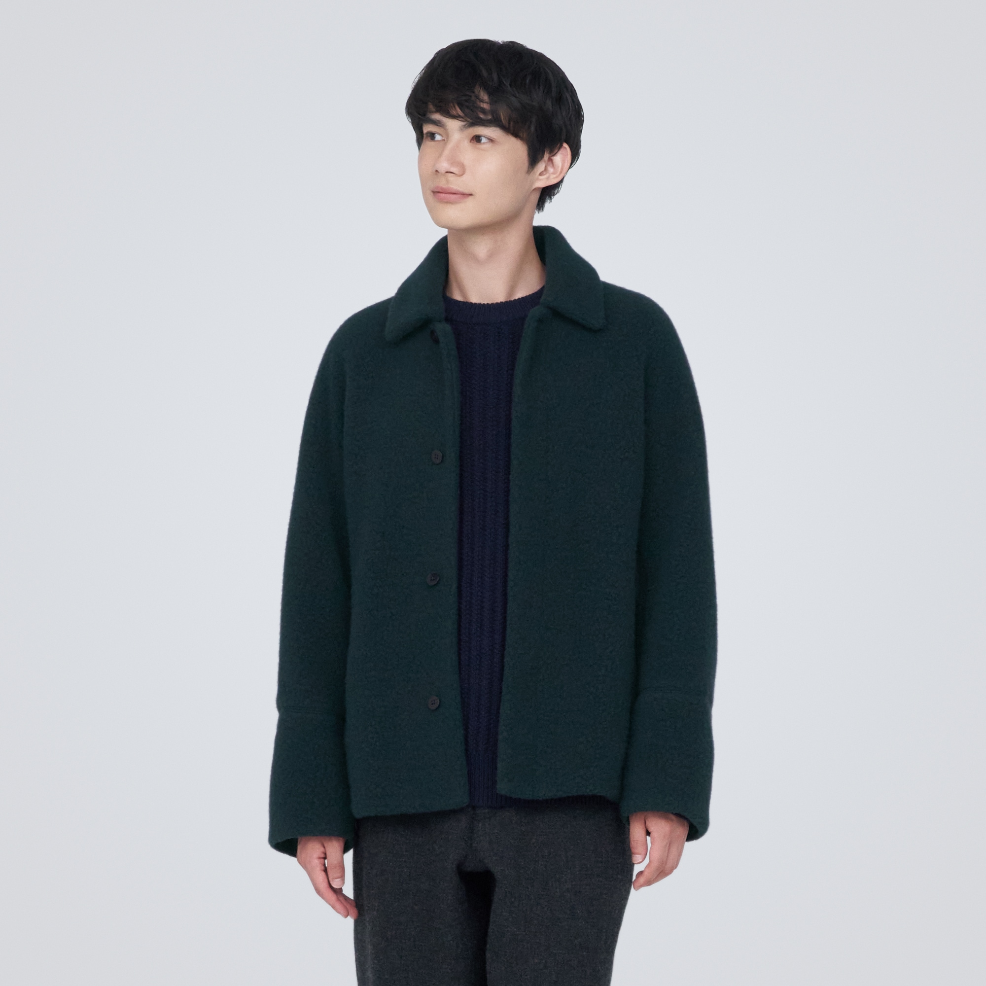 再生ウール混ボアコート