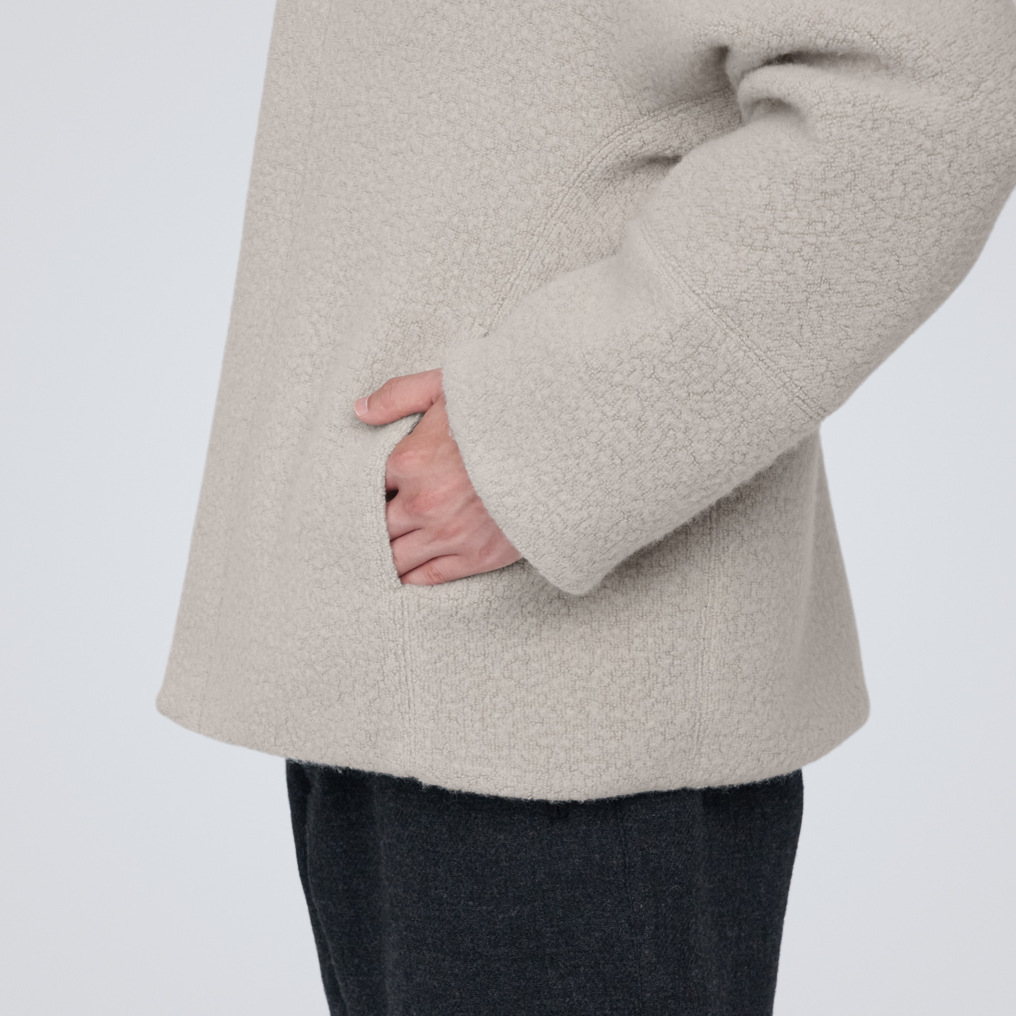 再生ウール混ボアコート