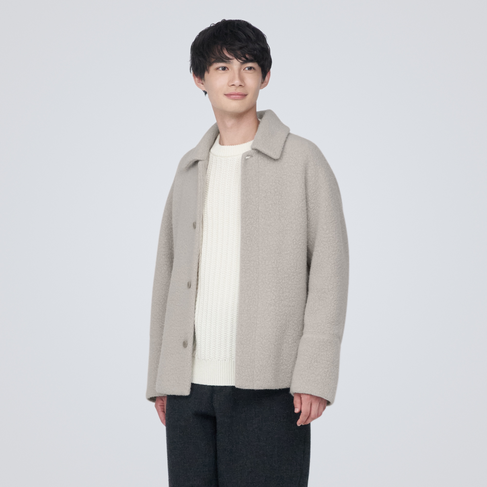 再生ウール混ボアコート