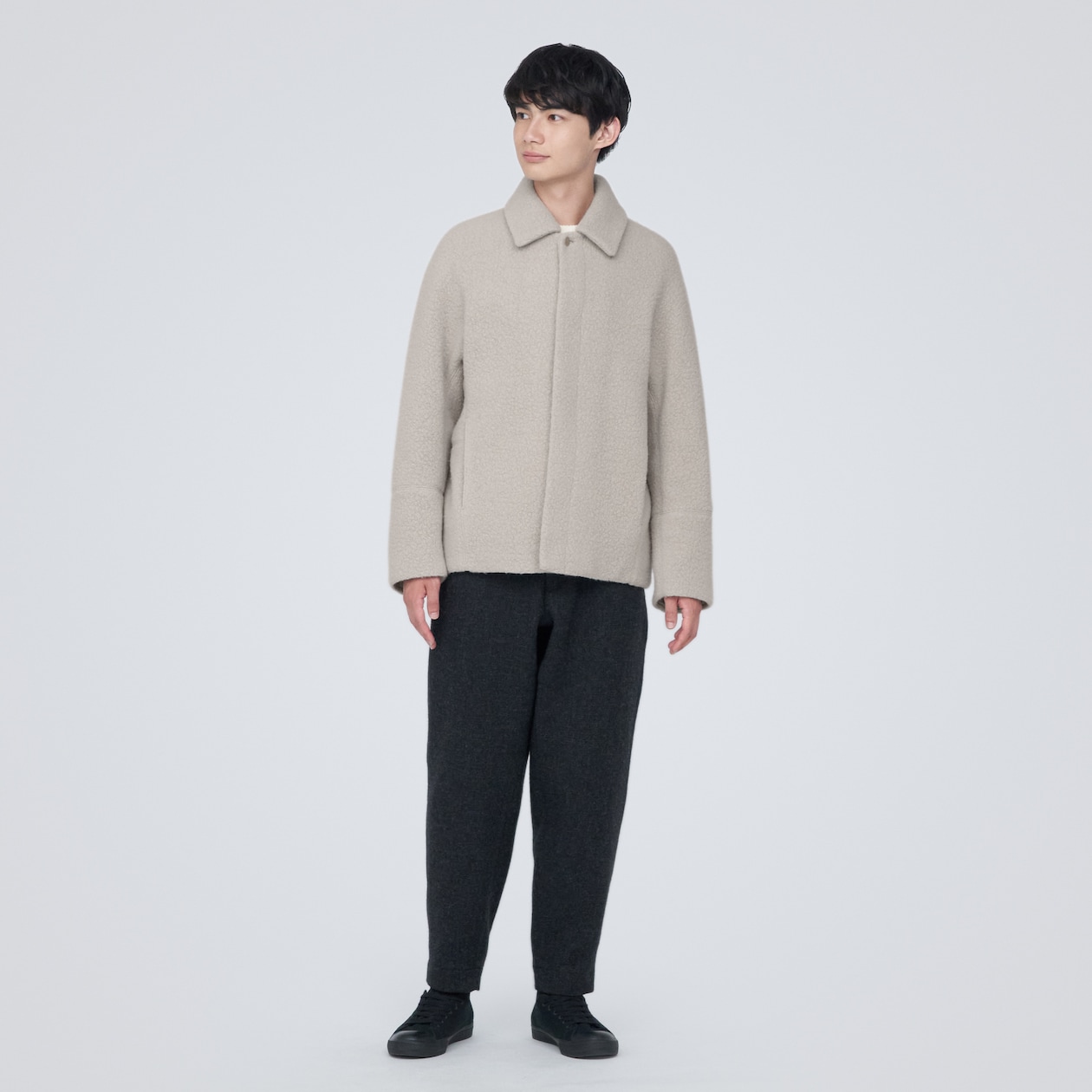 再生ウール混ボアコート