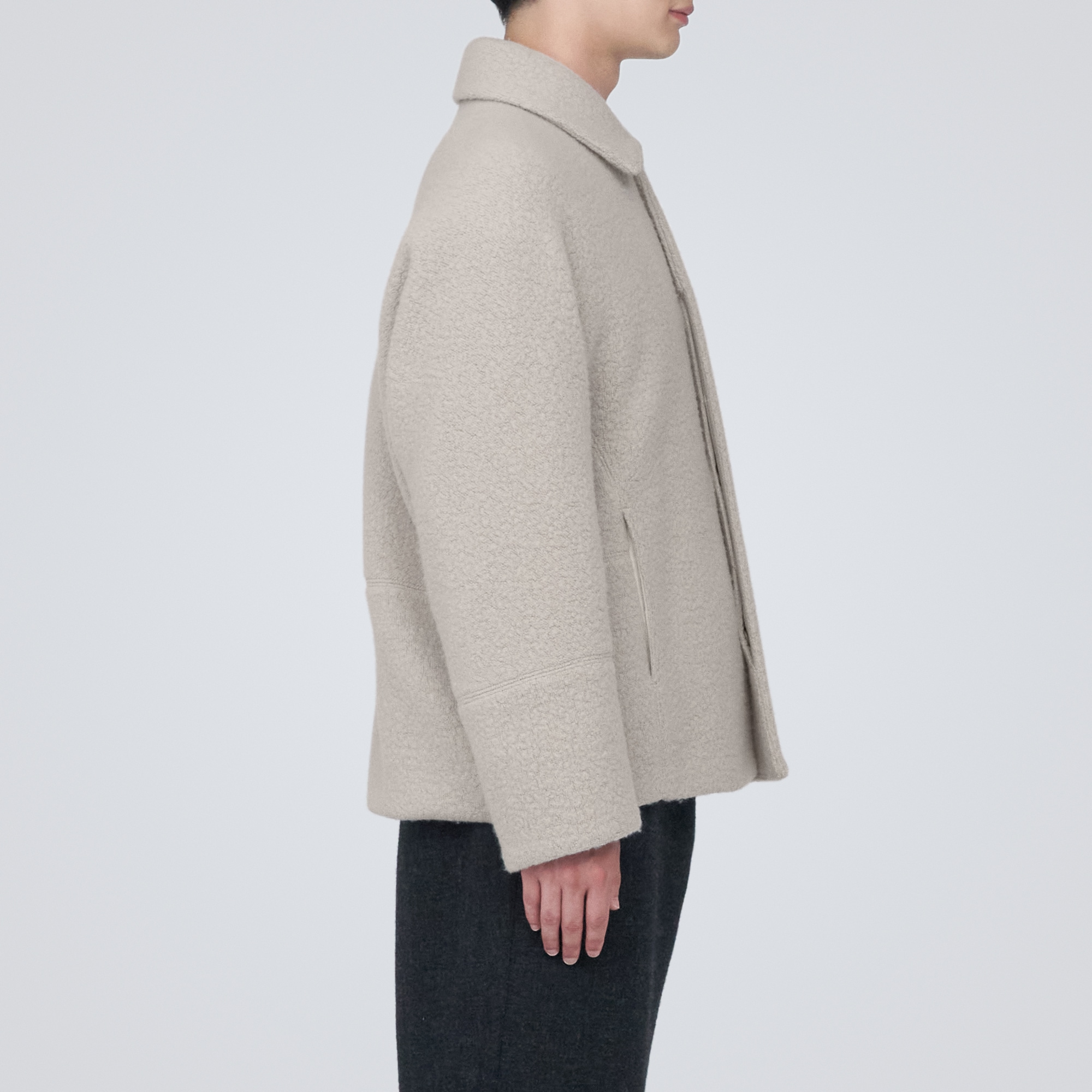 再生ウール混ボアコート