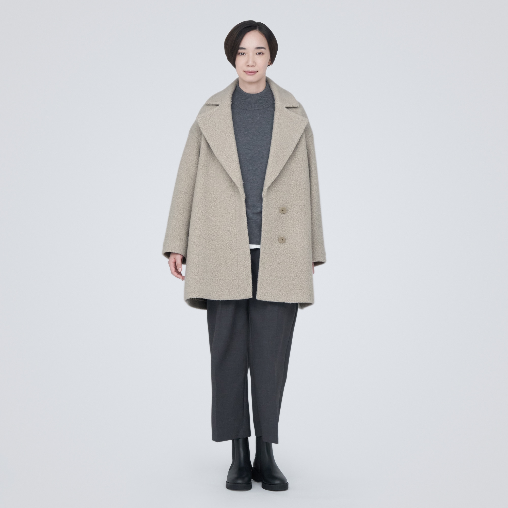 ★新品★無印良品　再生ウール混　ボアコート　ライトベージュ　Sサイズ 再生ウール混ボアコート | 無印良品