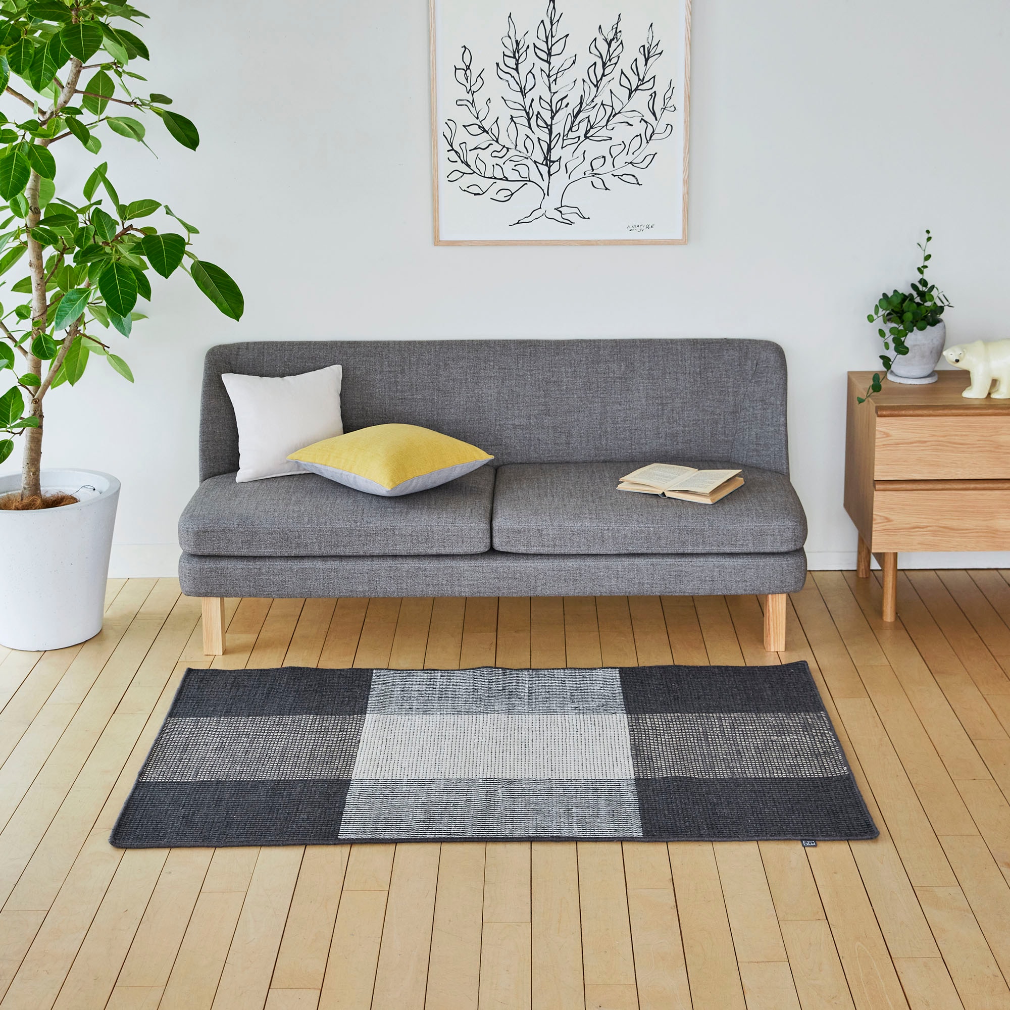 ［ＩＤＥＥ］ＬＩＮＩＥ　ＤＥＳＩＧＮ　ＢＯＬＯＧＮＡ　９０×１５０ｃｍ　グレー