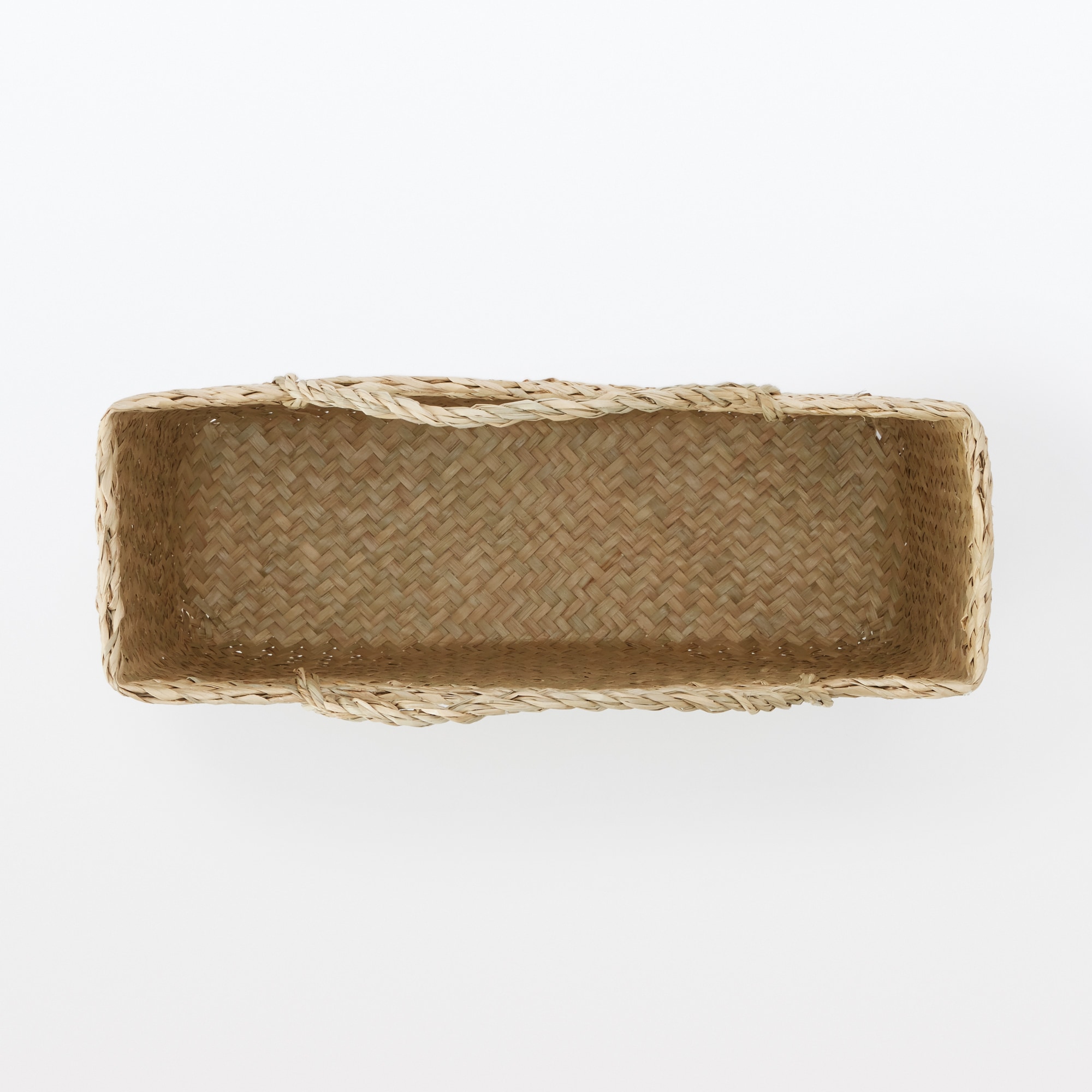 シーグラス　網代編み　持ち手付きかご　大