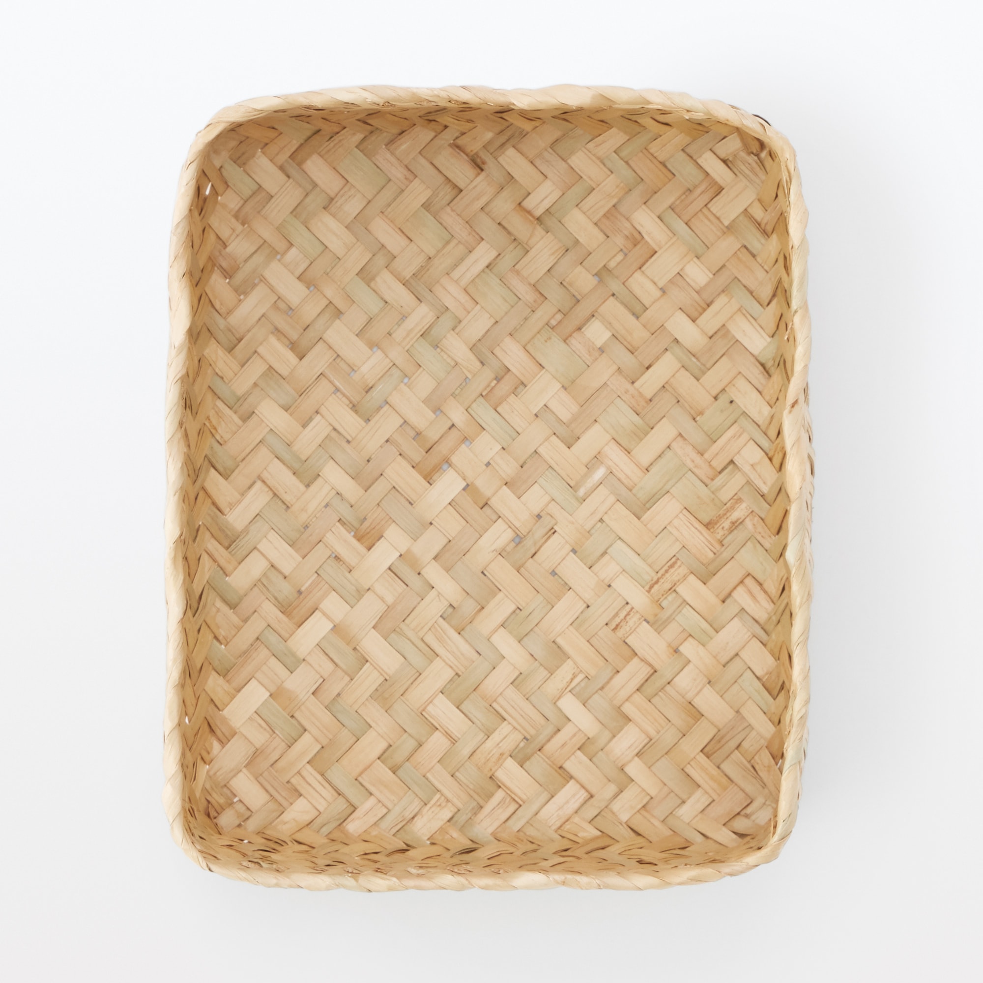 シーグラス　網代編み　整理かご　長方形　小