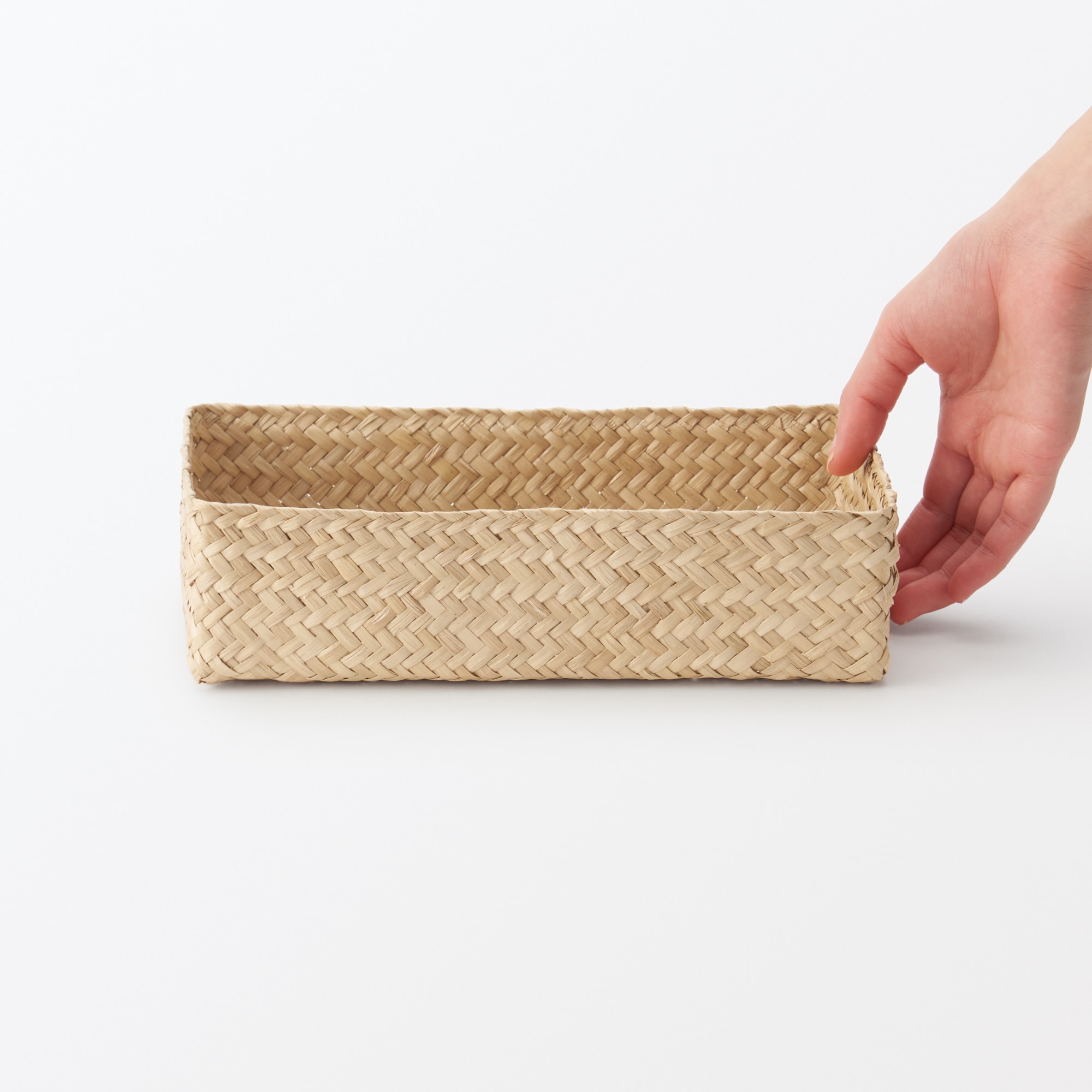 シーグラス　網代編み　整理かご　長方形　中