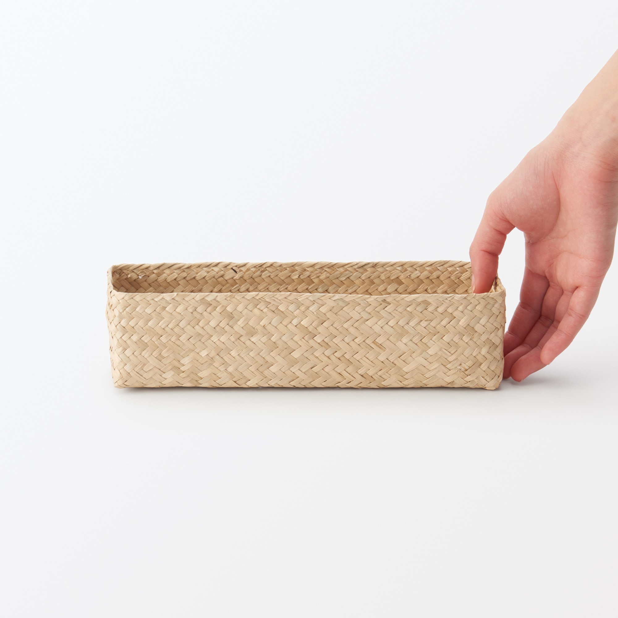 シーグラス　網代編み　整理かご　長方形　中　ハーフ