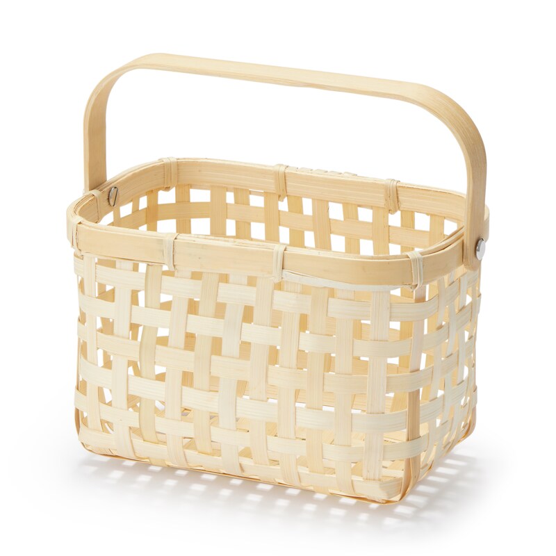 竹材 四つ目編み 持ち手付きかご ハーフ 小 | 無印良品