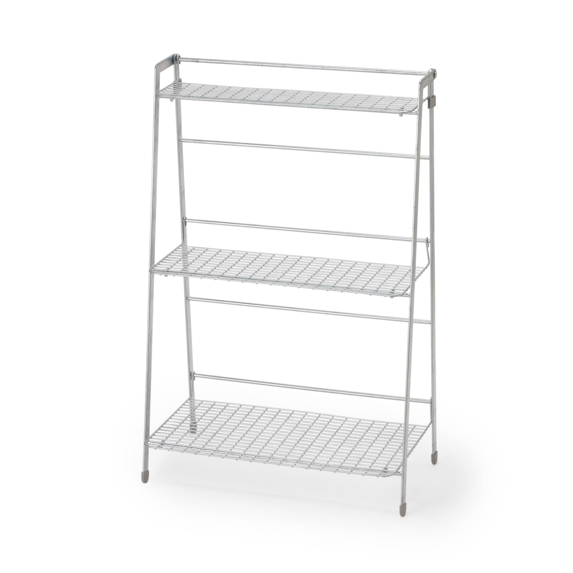 中でも外でも使えるワイヤーラック折りたたみ式３段