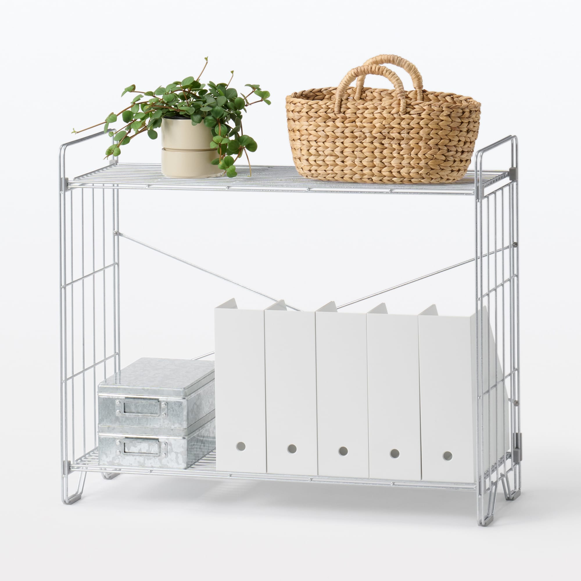 中でも外でも使えるワイヤーラック　２段