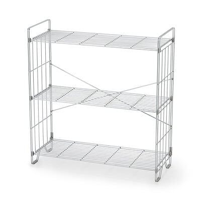 中でも外でも使えるワイヤーラック　３段　約幅８４×奥行３０．５×高さ８９．１ｃｍ