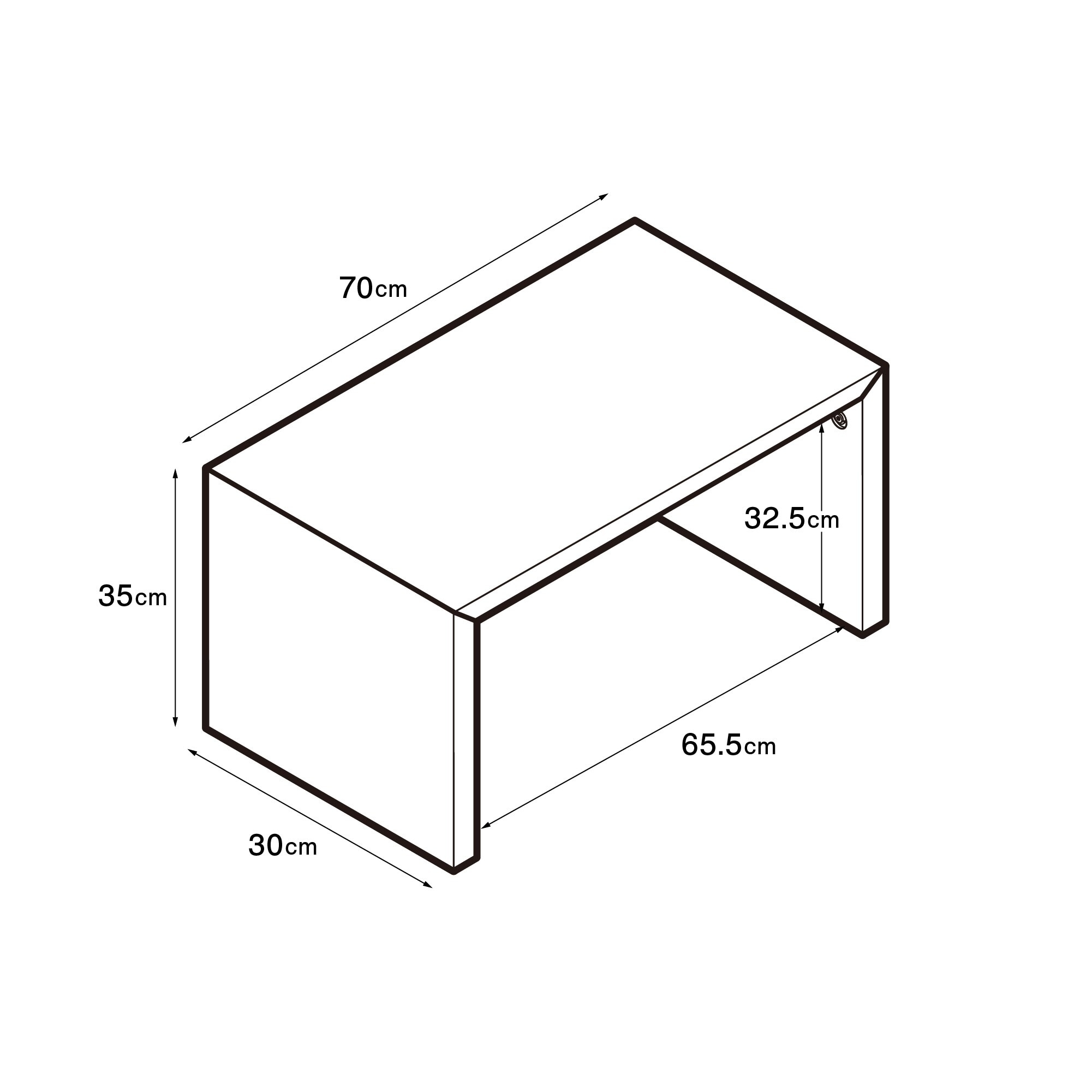 コの字の家具　積層合板　オーク材　幅７０ｃｍ