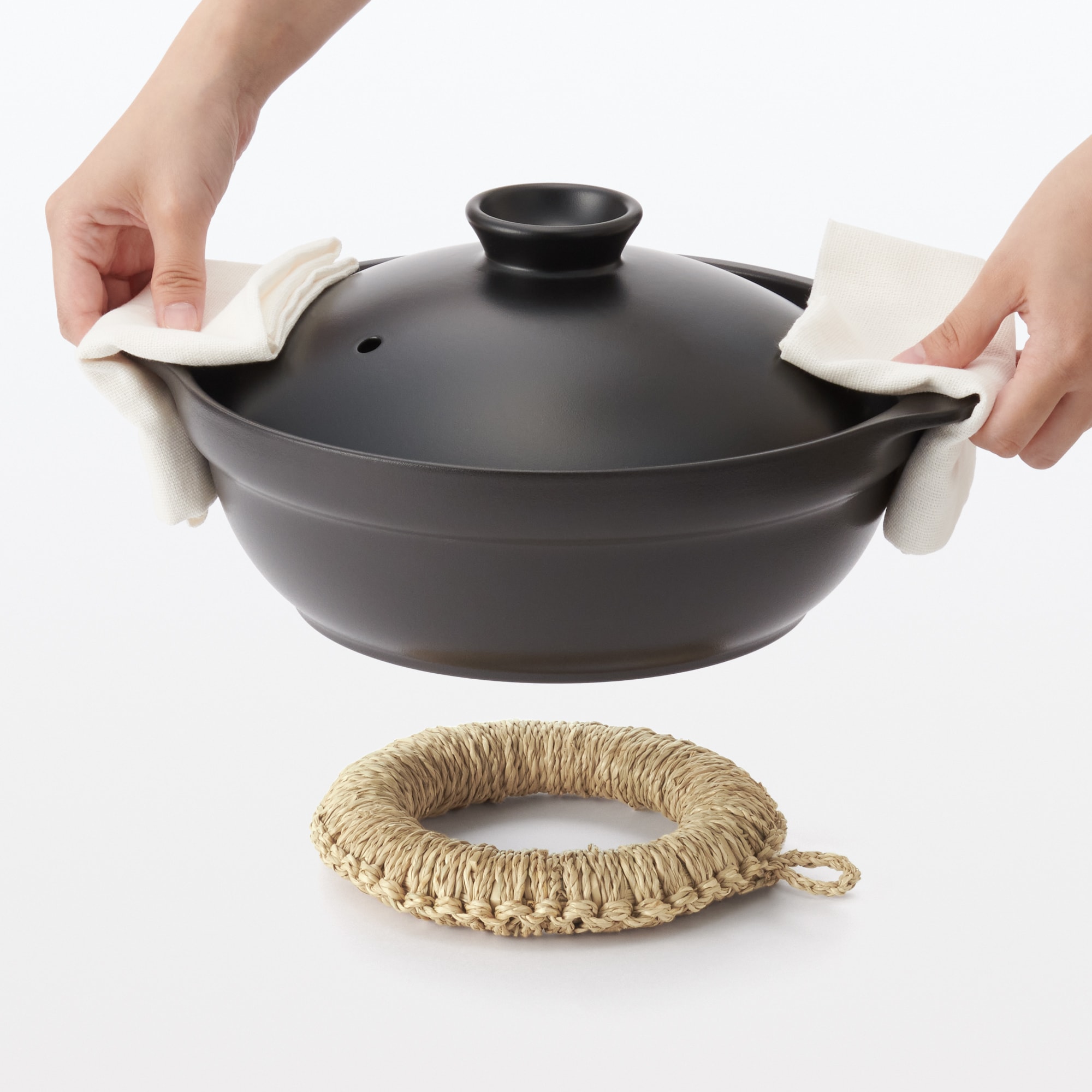 シーグラスで編んだ　鍋敷き　小