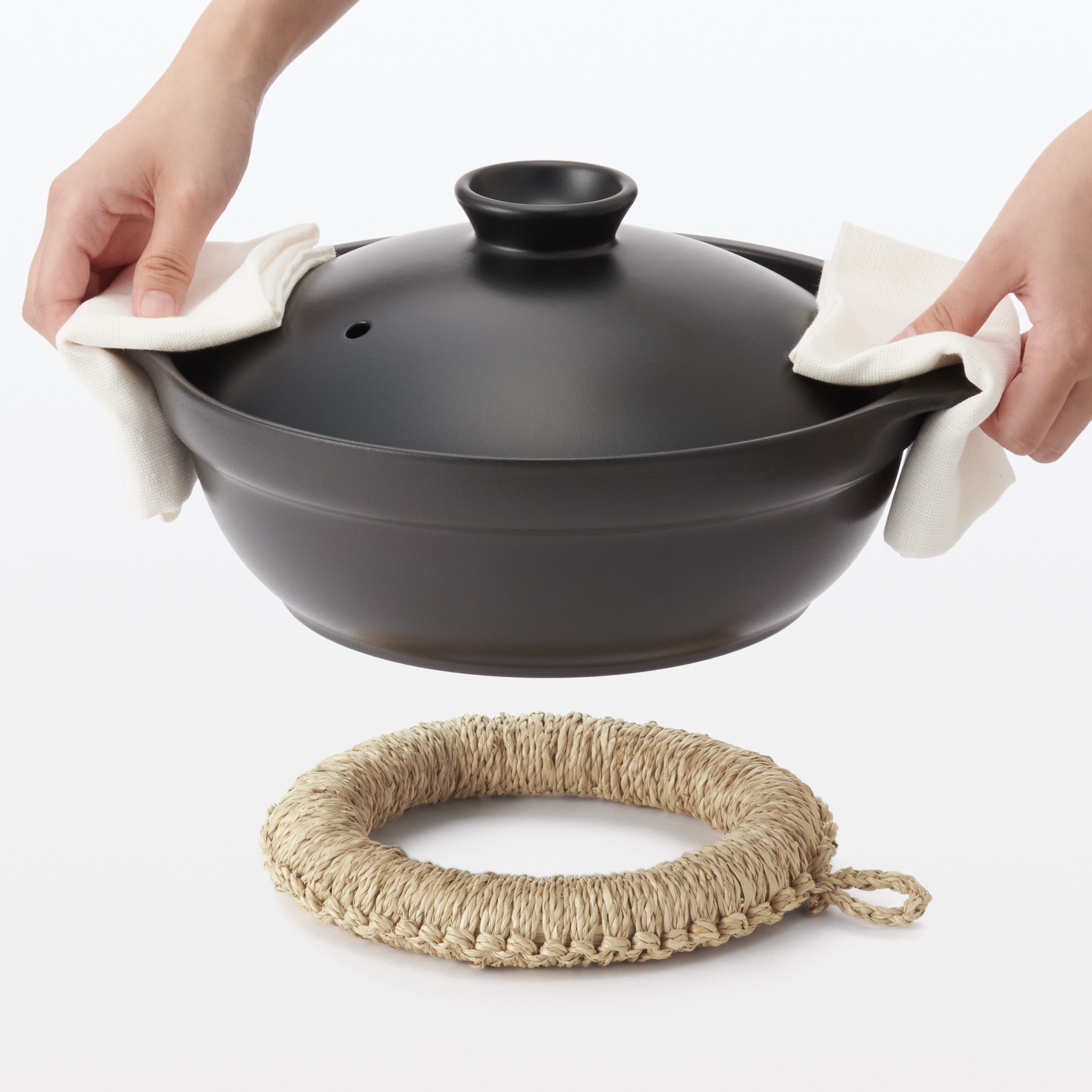 シーグラスで編んだ　鍋敷き　大